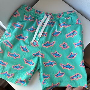 Chubbies Kids Swim Trunks - Green with Shark Print
